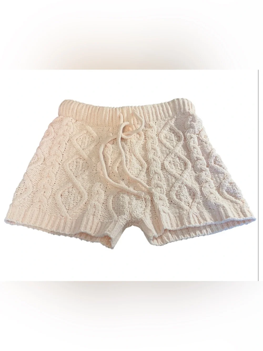 New‼️ POL Chunky Cable Knit Lounge Shorts Boho Cozy Peach Large NWOT